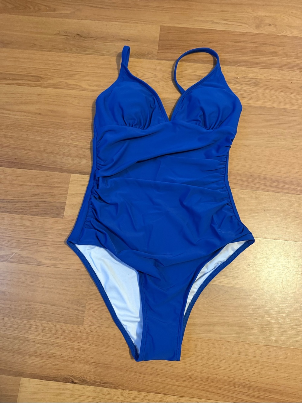 Cupshe Royal Blue Women’s One-Piece Swimsuit with Ruched Sides